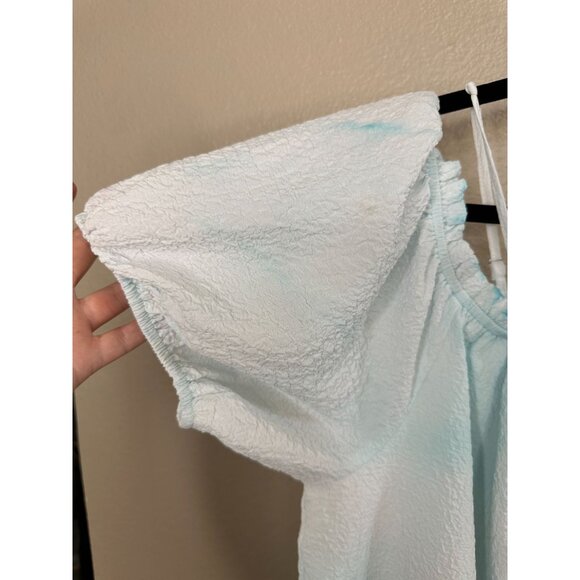 Forever 21 Womens Blue Dress 2x off shoulder‎ short sleeve mini polyester plus - Picture 3 of 8